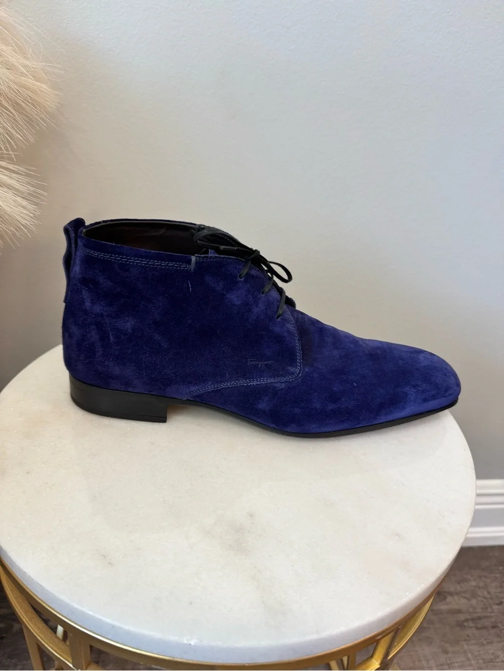 Salvatore Ferragamo Men’s Royal Blue Suede Ankle Boots